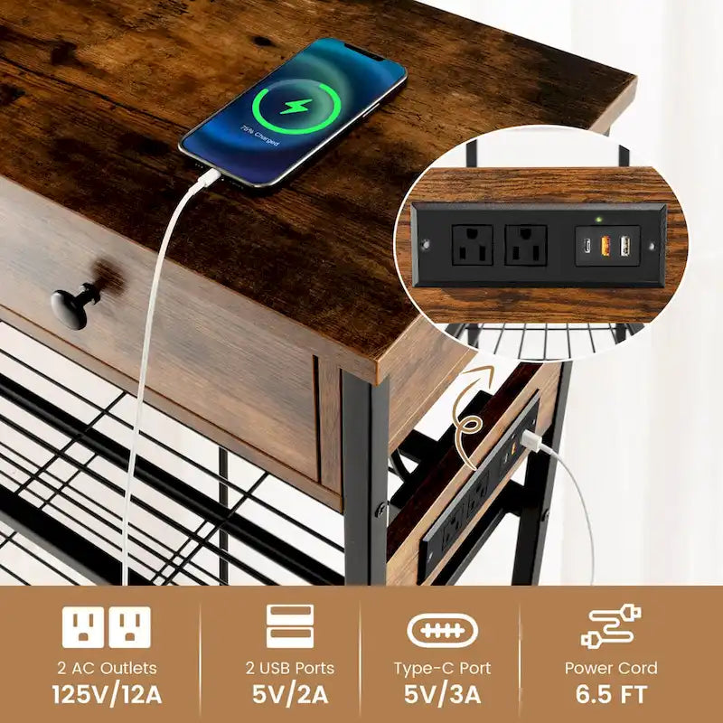Table d'entrée avec station de charge / Table console étroite
