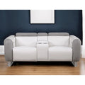 Causeuse inclinable électrique en similicuir et microfibre gris, blanc et argenté avec rangement – 76,5' X 31,25' X 40