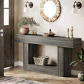 Table d'entrée de style ferme à 2 niveaux, Table console de 160 cm, Table basse étroite derrière canapé