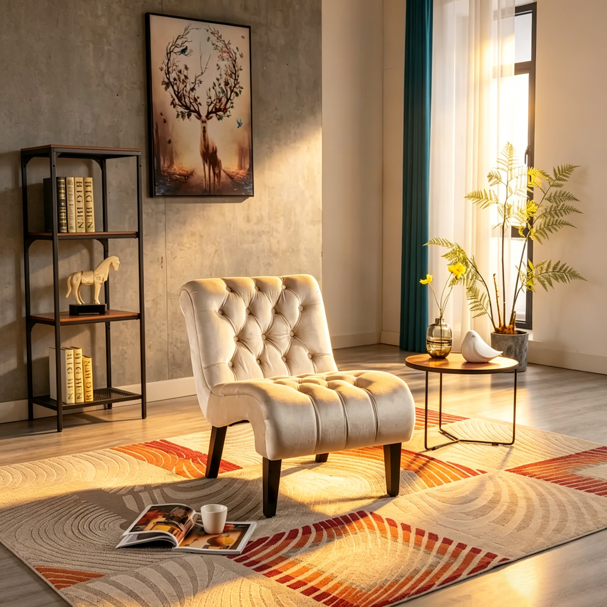 Chaise de loisirs rembourrée en velours pour le salon