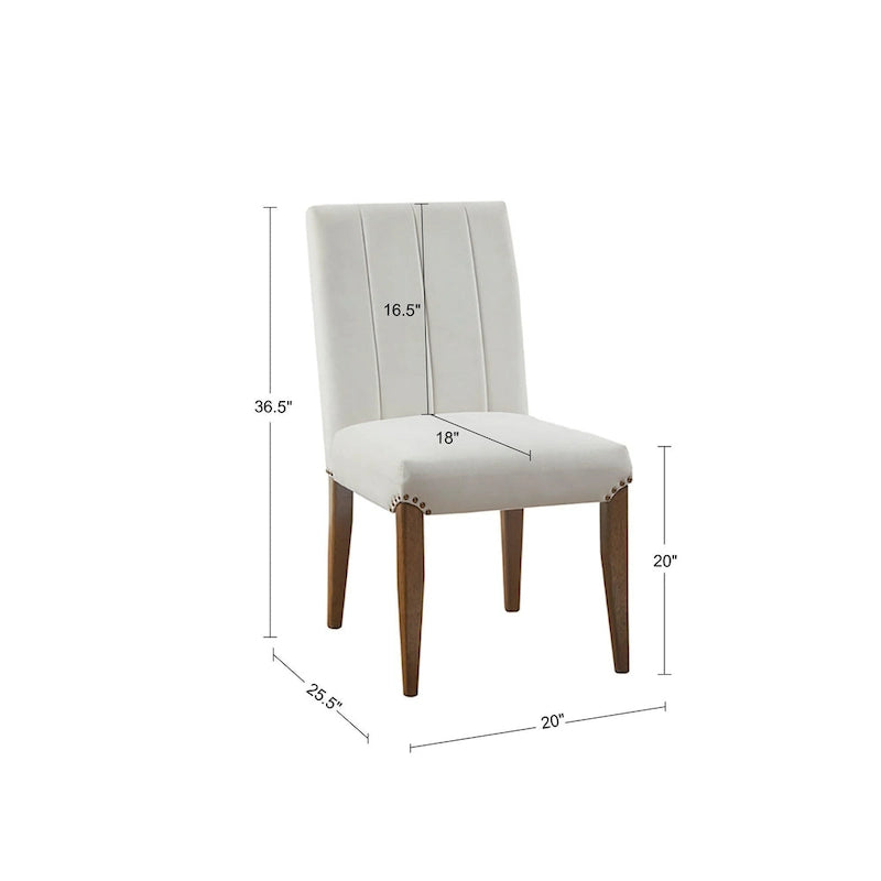 Chaise de salle à manger capitonnée crème en velours côtelé