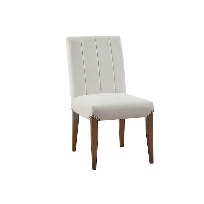 Chaise de salle à manger capitonnée crème en velours côtelé