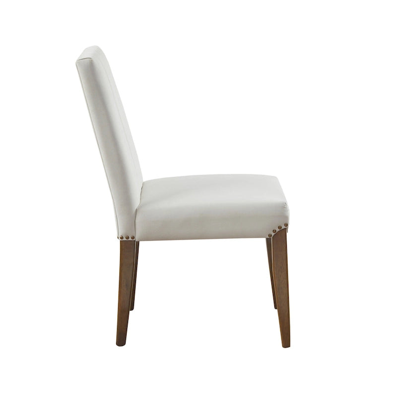 Chaise de salle à manger capitonnée crème en velours côtelé