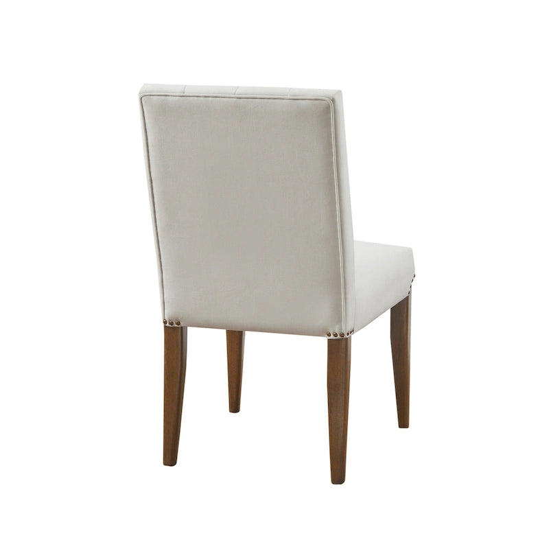 Chaise de salle à manger capitonnée crème en velours côtelé