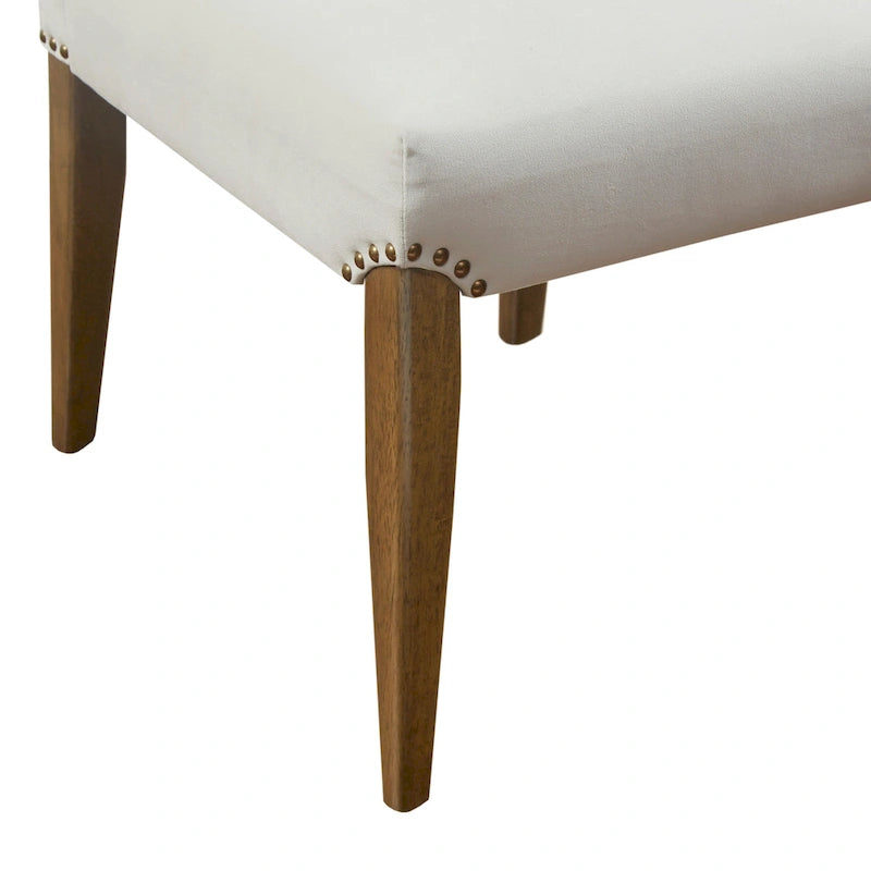 Chaise de salle à manger capitonnée crème en velours côtelé
