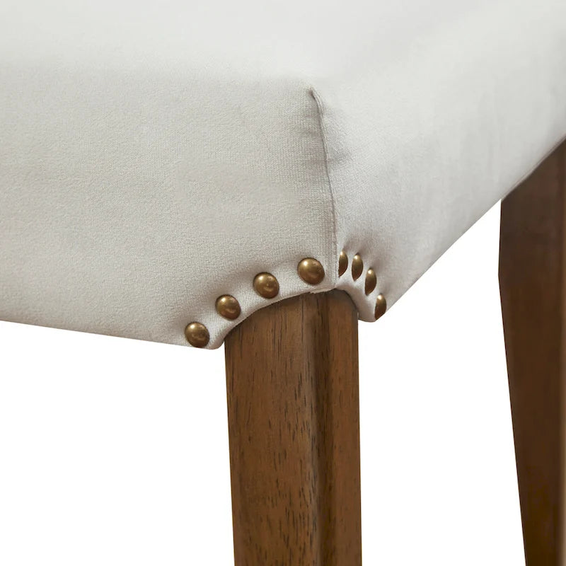 Chaise de salle à manger capitonnée crème en velours côtelé