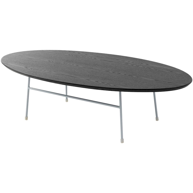 Table Basse Ovale Moderne d'Appoint avec Piètement en Acier Thermolaqué Blanc pour Bureau Domicile Salon Chambre à Coucher