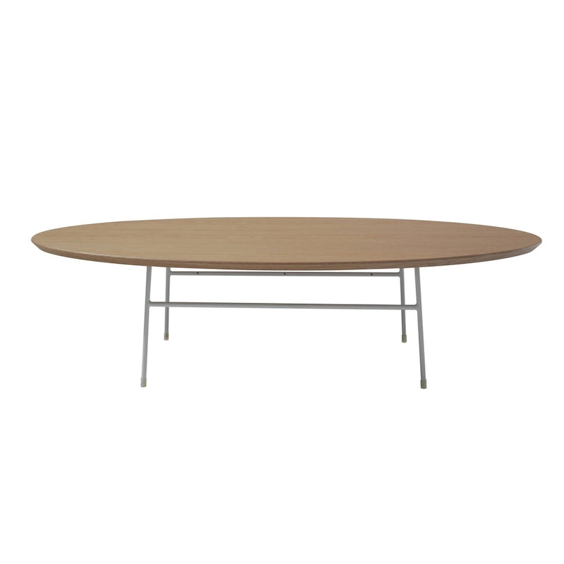 Table Basse Ovale Moderne d'Appoint avec Piètement en Acier Thermolaqué Blanc pour Bureau Domicile Salon Chambre à Coucher