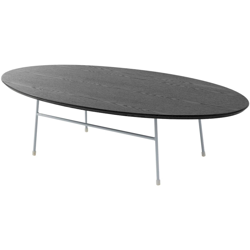 Table Basse Ovale Moderne d'Appoint avec Piètement en Acier Thermolaqué Blanc pour Bureau Domicile Salon Chambre à Coucher