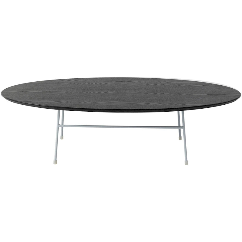Table Basse Ovale Moderne d'Appoint avec Piètement en Acier Thermolaqué Blanc pour Bureau Domicile Salon Chambre à Coucher