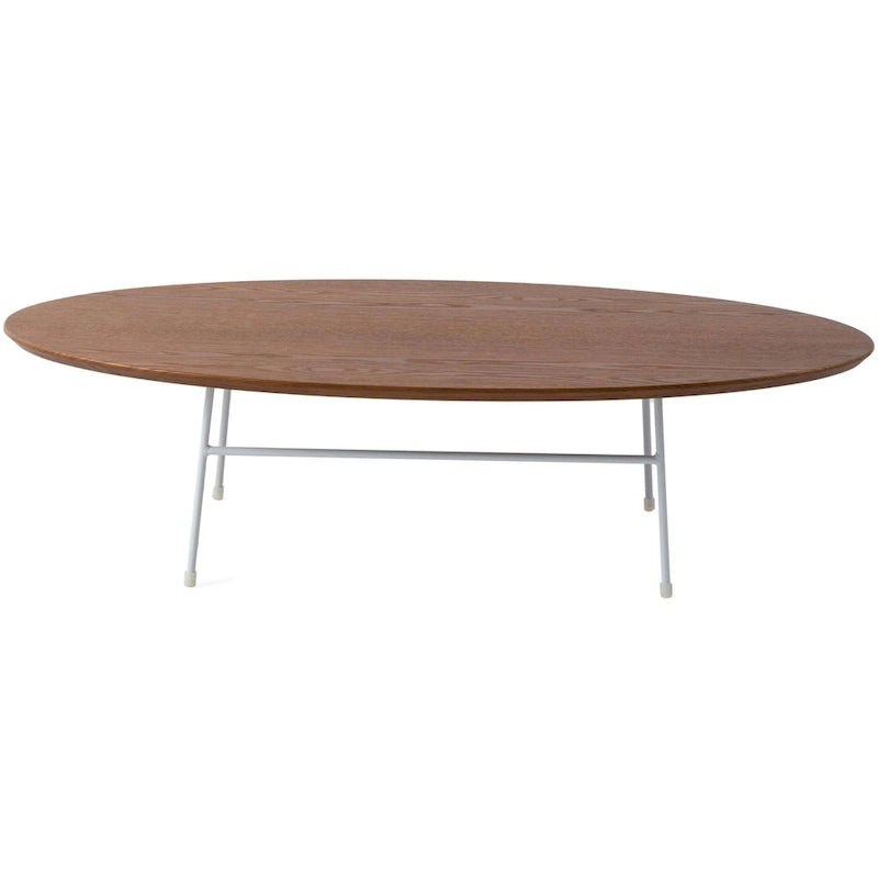 Table Basse Ovale Moderne d'Appoint avec Piètement en Acier Thermolaqué Blanc pour Bureau Domicile Salon Chambre à Coucher