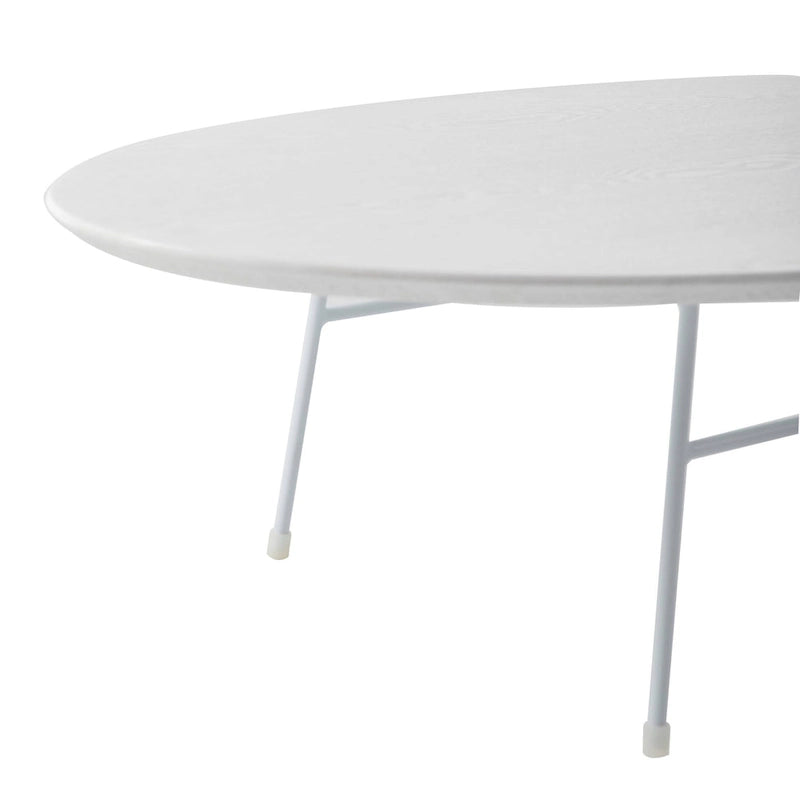 Table Basse Ovale Moderne d'Appoint avec Piètement en Acier Thermolaqué Blanc pour Bureau Domicile Salon Chambre à Coucher