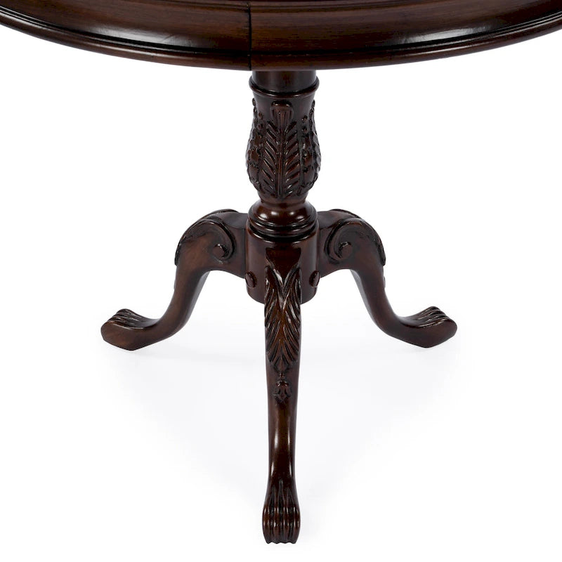 Table à piédestal ronde traditionnelle en bois, finition merisier foncé - Marron foncé