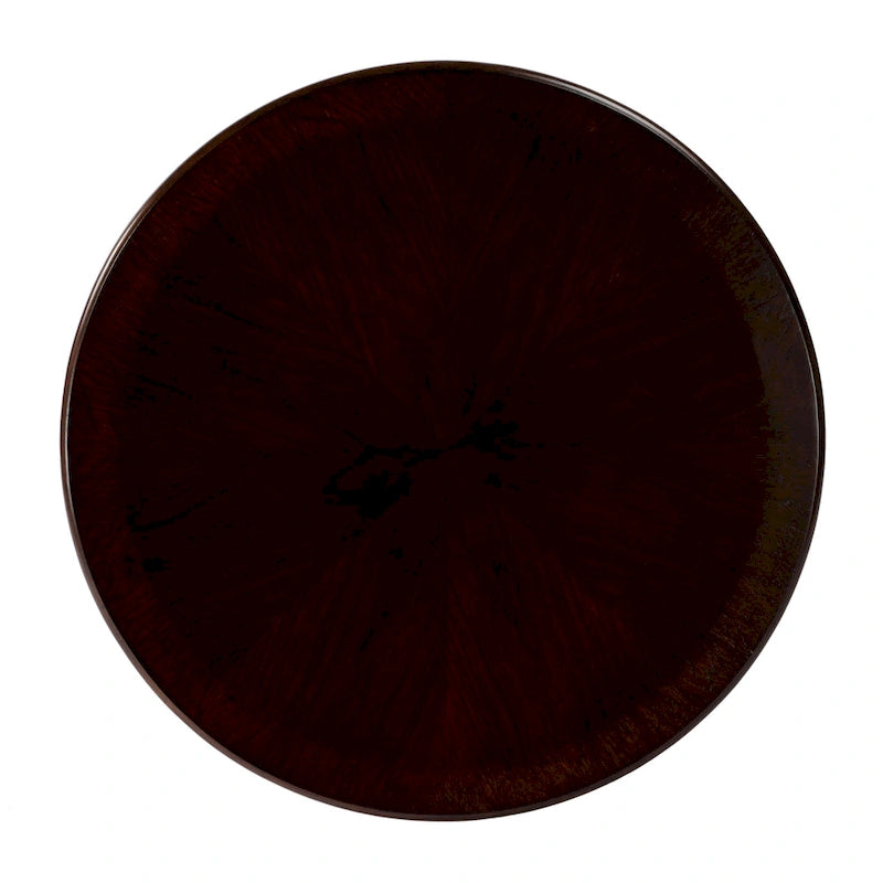 Table à piédestal ronde traditionnelle en bois, finition merisier foncé - Marron foncé