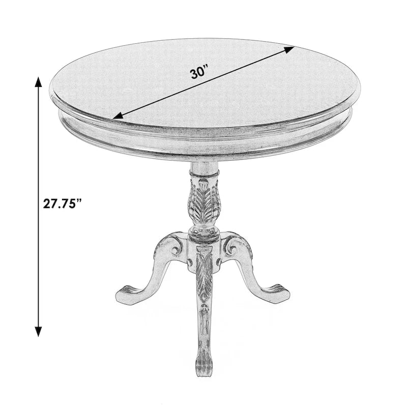 Table à piédestal ronde traditionnelle en bois, finition merisier foncé - Marron foncé