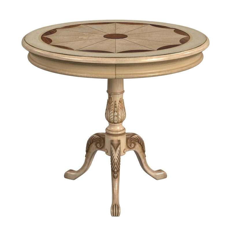 Table à piédestal ronde traditionnelle en bois, finition merisier foncé - Marron foncé