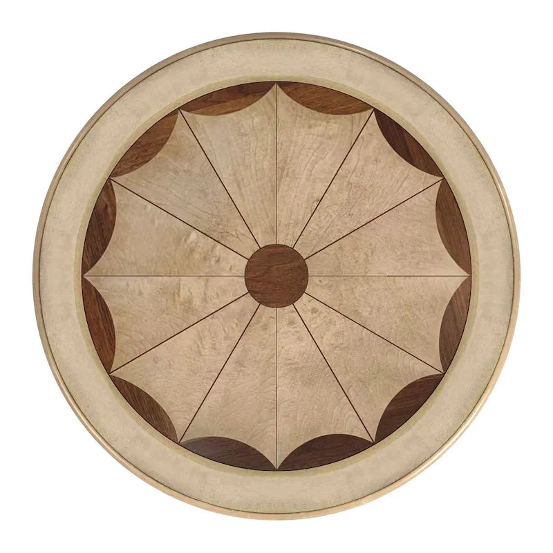 Table à piédestal ronde traditionnelle en bois, finition merisier foncé - Marron foncé