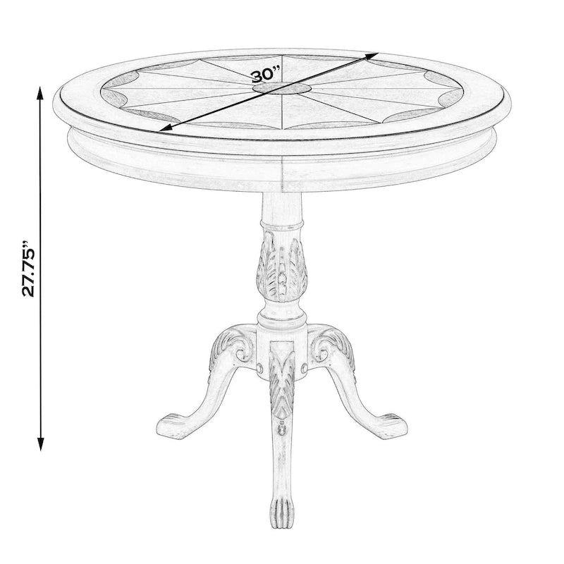Table à piédestal ronde traditionnelle en bois, finition merisier foncé - Marron foncé