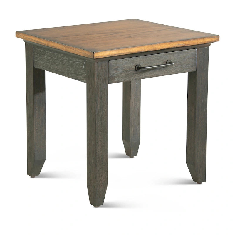 Table d'appoint en bois à 1 tiroir, finition deux tons