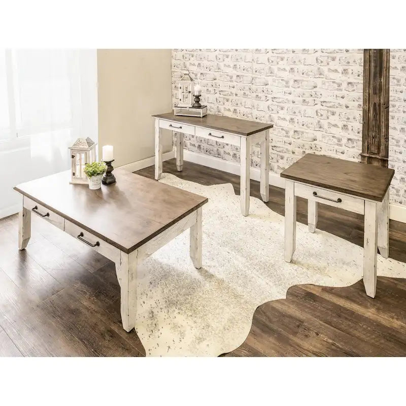 Table d'appoint en bois à 1 tiroir, finition deux tons