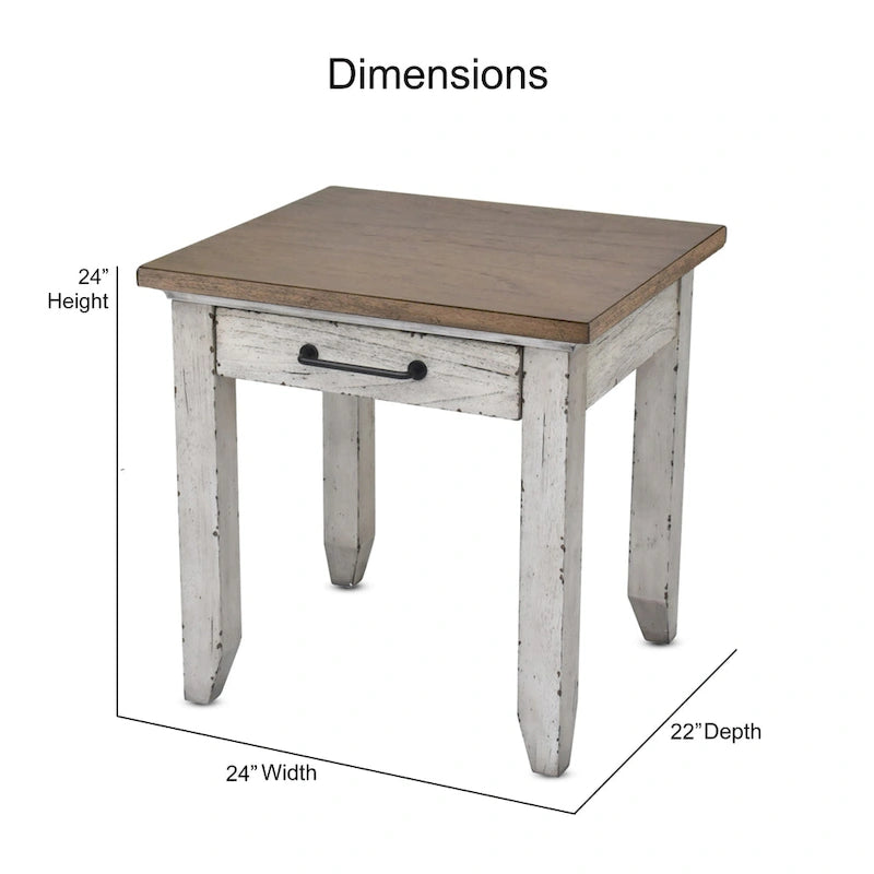 Table d'appoint en bois à 1 tiroir, finition deux tons