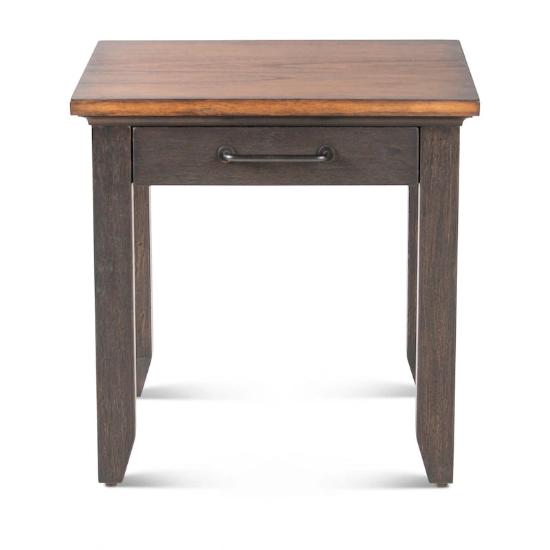 Table d'appoint en bois à 1 tiroir, finition deux tons