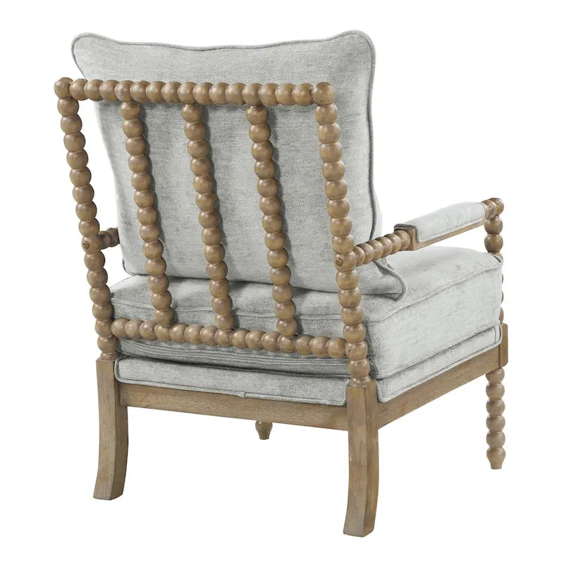 Chaise à fuseaux en tissu avec finition charbon brossé