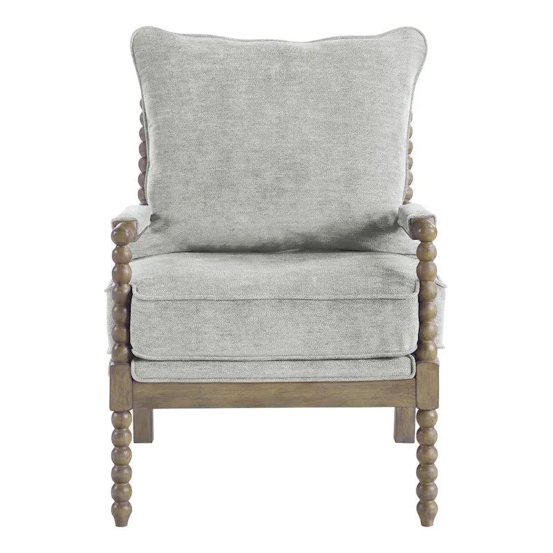 Chaise à fuseaux en tissu avec finition charbon brossé