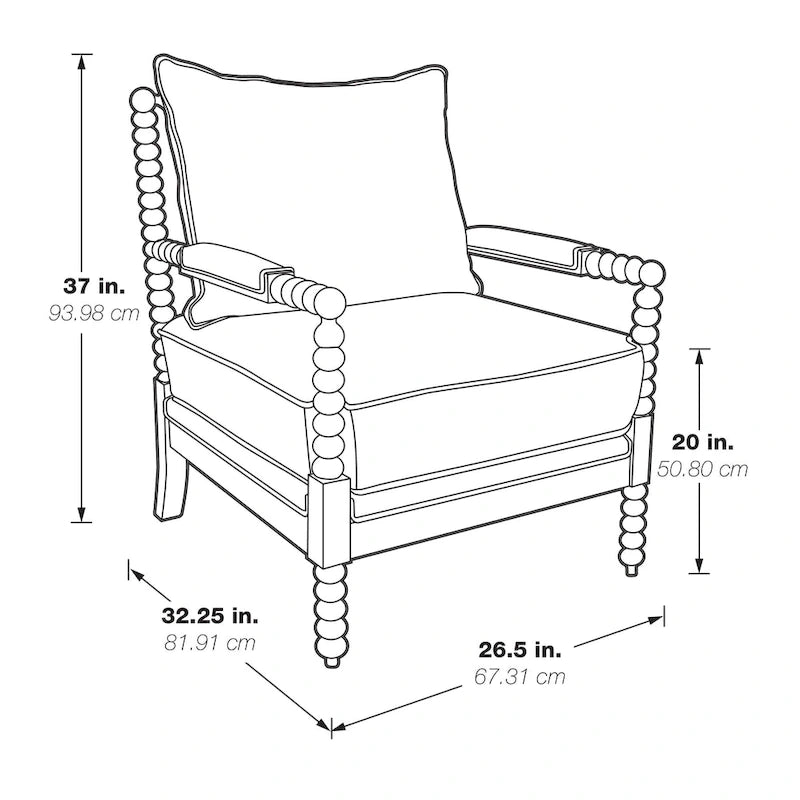 Chaise à fuseaux en tissu avec finition charbon brossé
