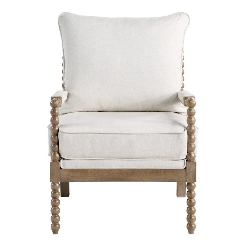 Chaise à fuseaux en tissu avec finition charbon brossé