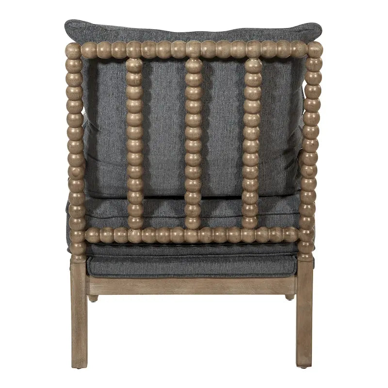 Chaise à fuseaux en tissu avec finition charbon brossé