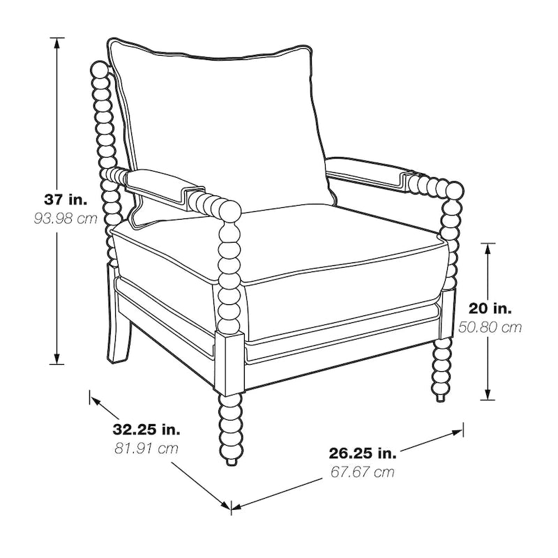 Chaise à fuseaux en tissu avec finition charbon brossé