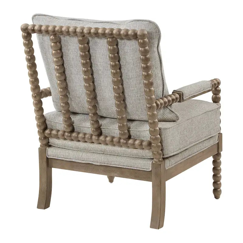 Chaise à fuseaux en tissu avec finition charbon brossé