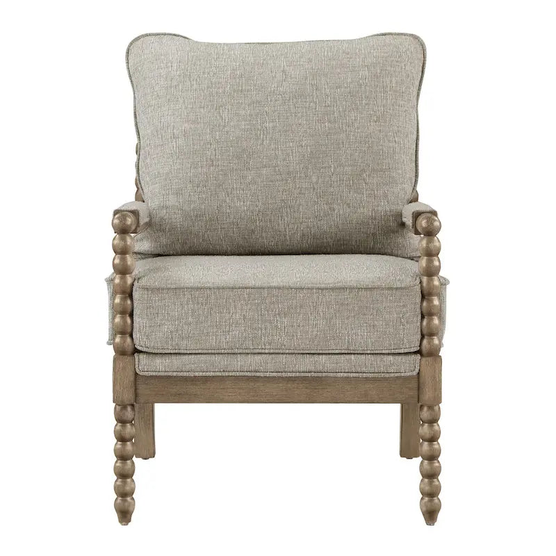 Chaise à fuseaux en tissu avec finition charbon brossé