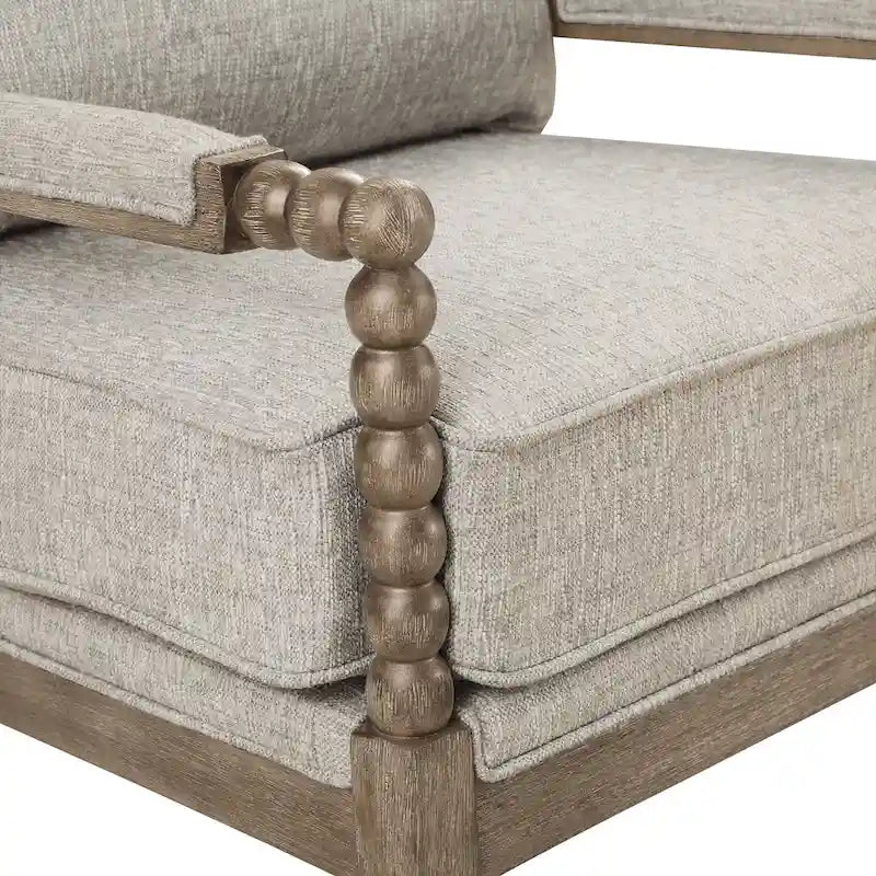Chaise à fuseaux en tissu avec finition charbon brossé