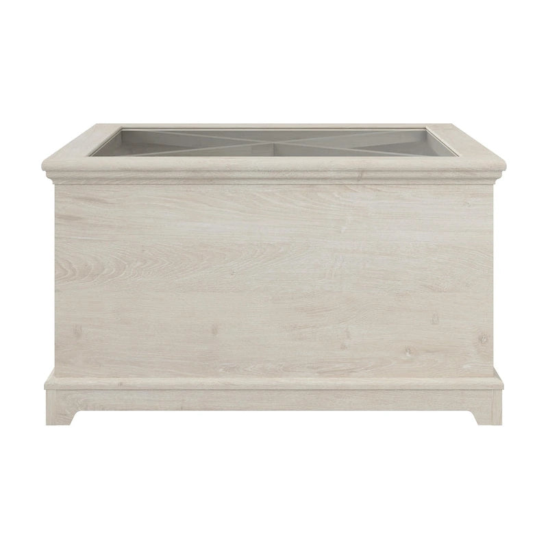 Table basse de ferme en verre avec rangement
