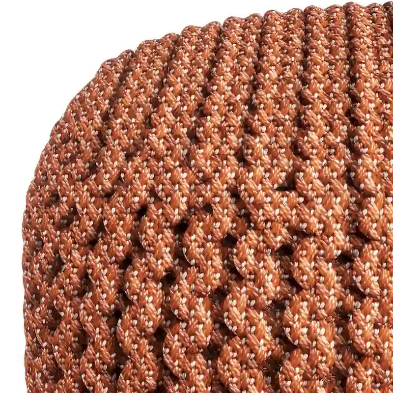 Pouf rond tricoté en polyester PET recyclé orange