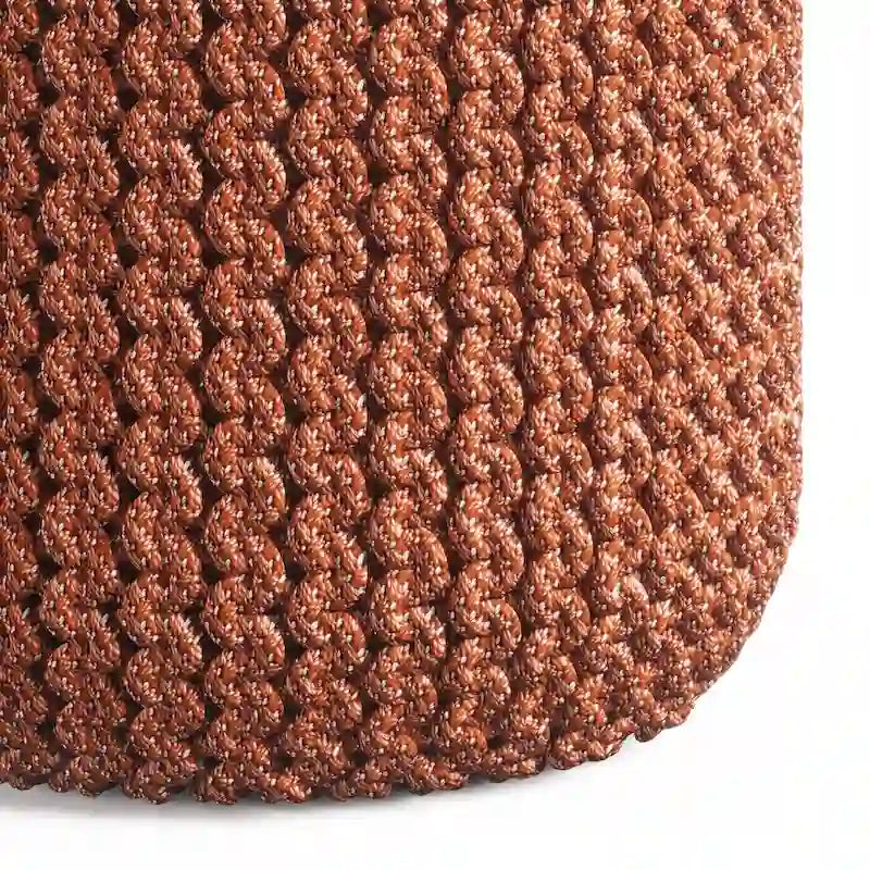 Pouf rond tricoté en polyester PET recyclé orange