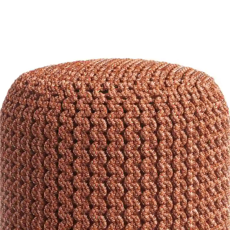 Pouf rond tricoté en polyester PET recyclé orange