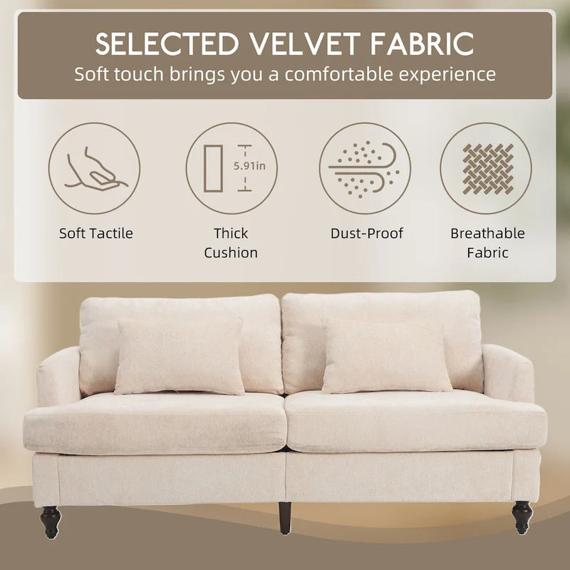 Causeuse moderne en tissu chenille, Causeuse 2 places, Canapé moderne
