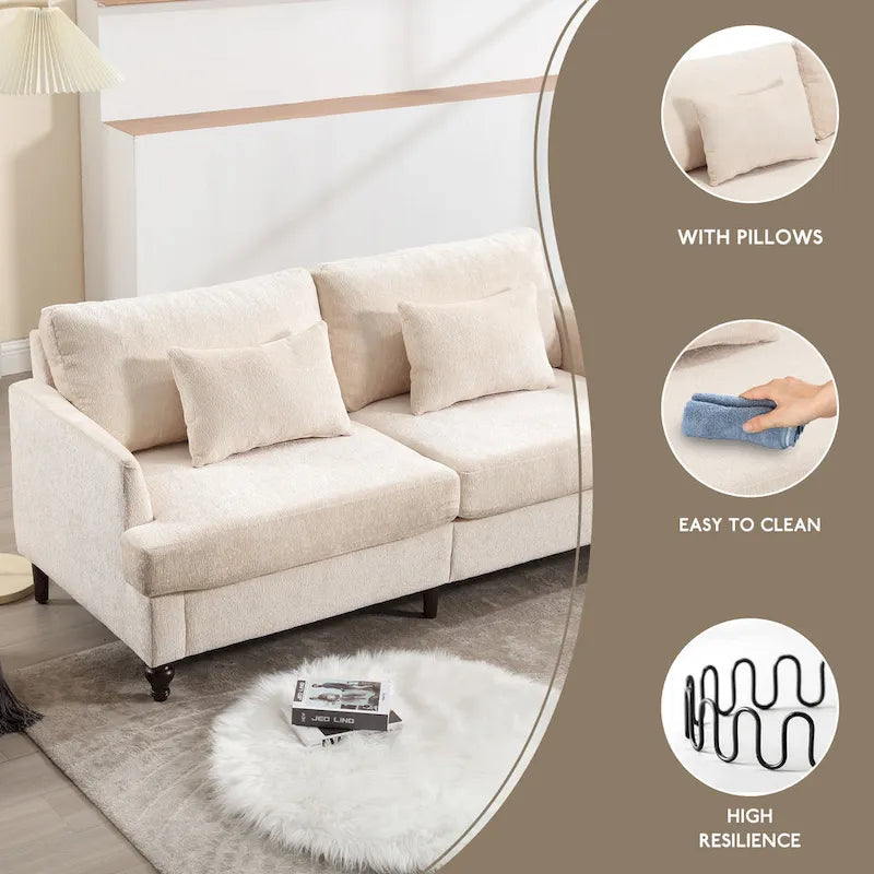 Causeuse moderne en tissu chenille, Causeuse 2 places, Canapé moderne