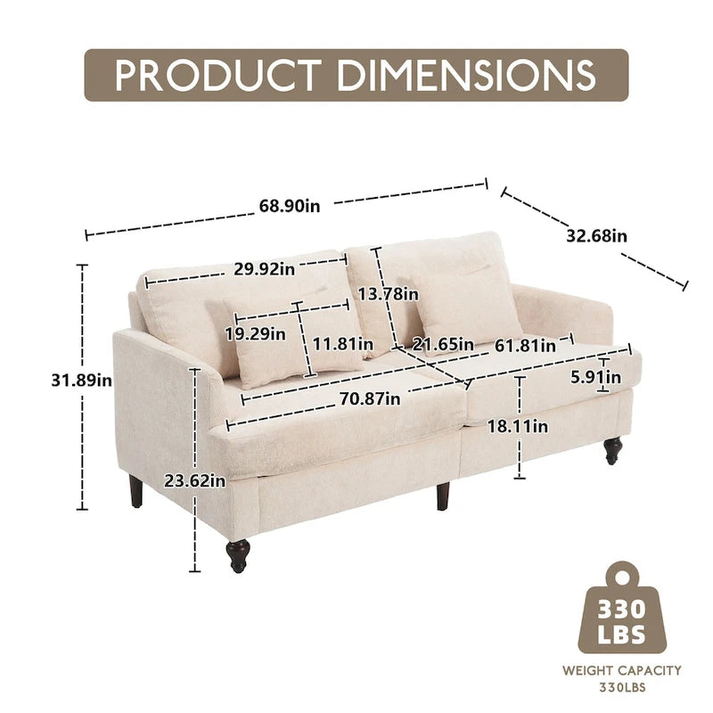 Causeuse moderne en tissu chenille, Causeuse 2 places, Canapé moderne