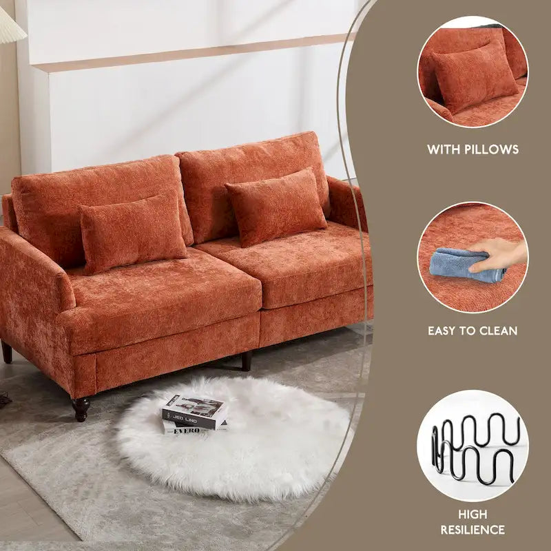 Causeuse moderne en tissu chenille, Causeuse 2 places, Canapé moderne