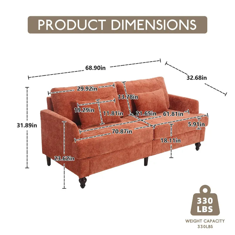 Causeuse moderne en tissu chenille, Causeuse 2 places, Canapé moderne