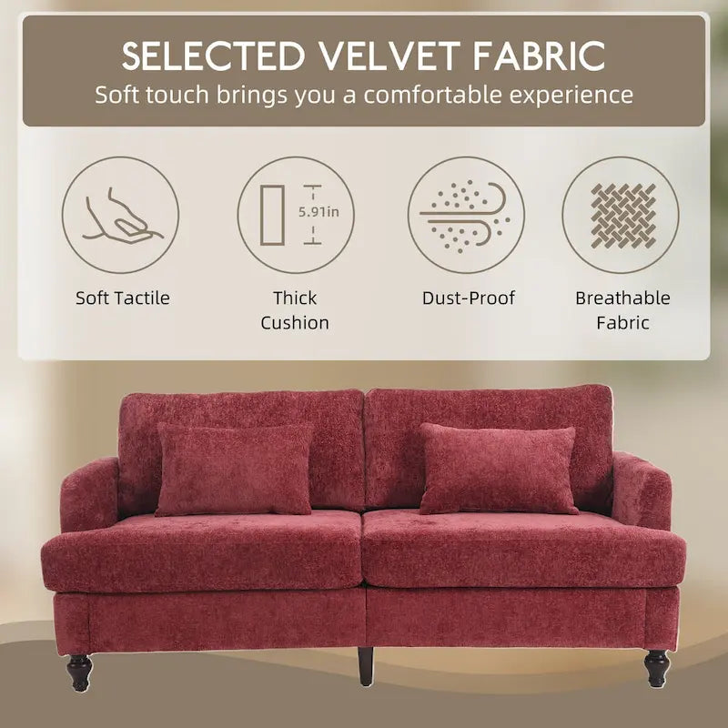 Causeuse moderne en tissu chenille, Causeuse 2 places, Canapé moderne
