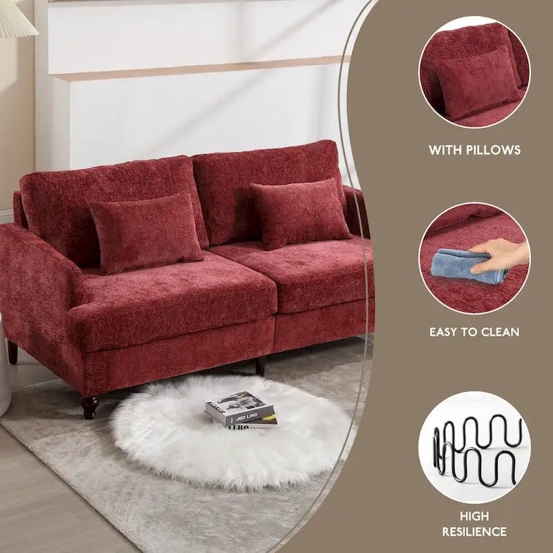 Causeuse moderne en tissu chenille, Causeuse 2 places, Canapé moderne