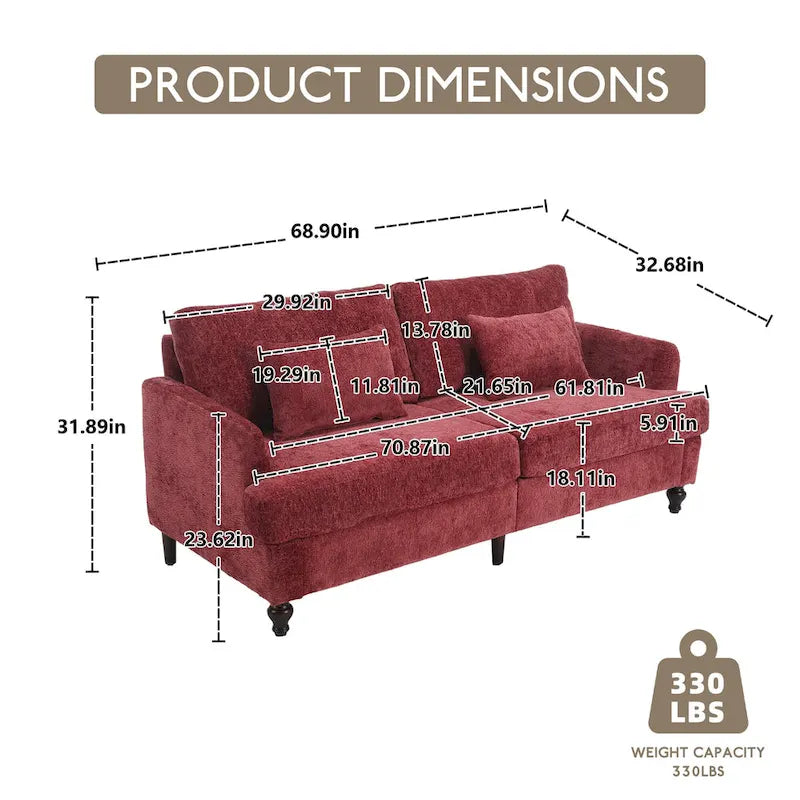 Causeuse moderne en tissu chenille, Causeuse 2 places, Canapé moderne