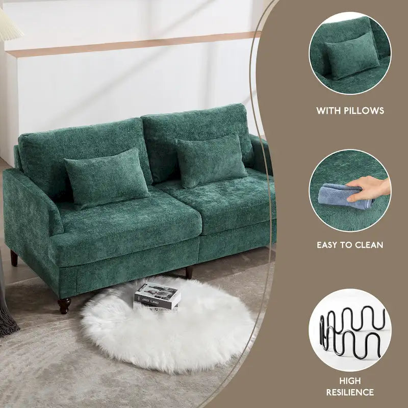 Causeuse moderne en tissu chenille, Causeuse 2 places, Canapé moderne