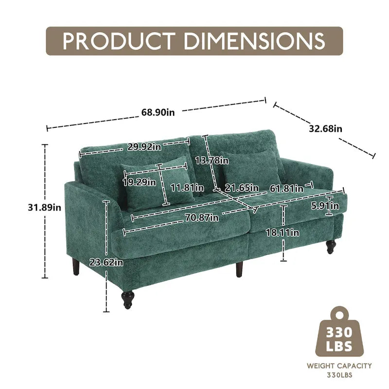 Causeuse moderne en tissu chenille, Causeuse 2 places, Canapé moderne