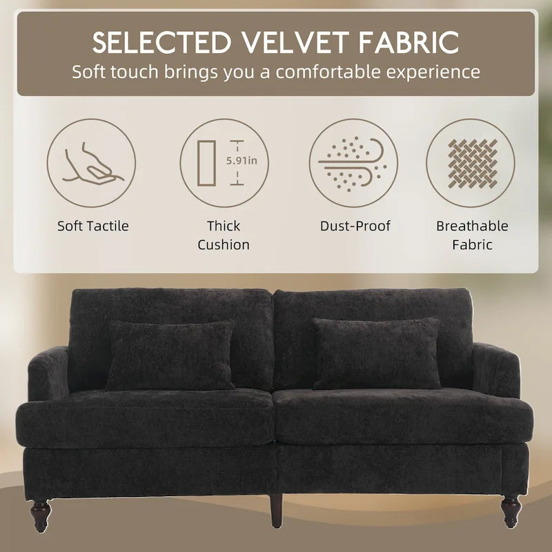 Causeuse moderne en tissu chenille, Causeuse 2 places, Canapé moderne